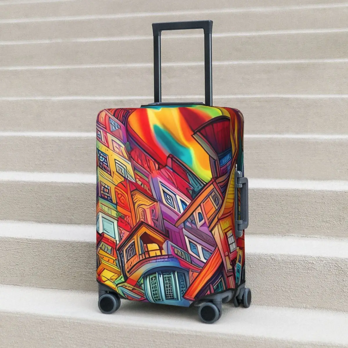 Graffiti City Suitcase Cover Colorful Abstract Cruise Trip Protector Vacation Useful Luggage Accesories