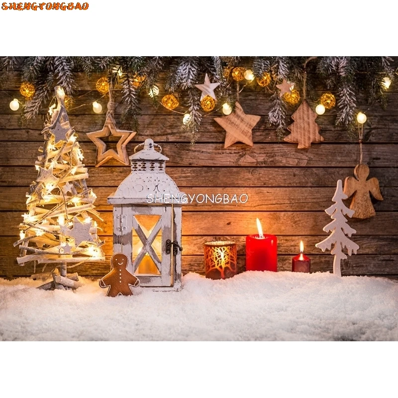 SHENGYONGBAO Christmas Wooden Planks Theme Photography Background Snowman Backdrops For Photo Studio Props MMSD-02