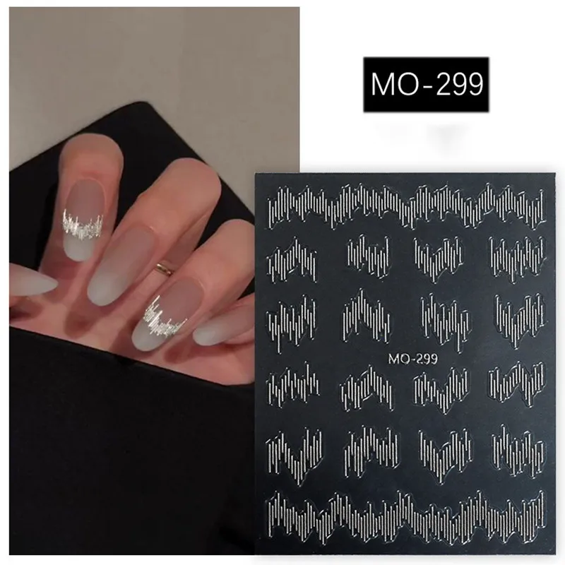 1sheet High Gloss Reflective Nail Sticker Glitter Laser Silver Dark Flashy Effect Manicure 3D Nail Art Decoration Sticker