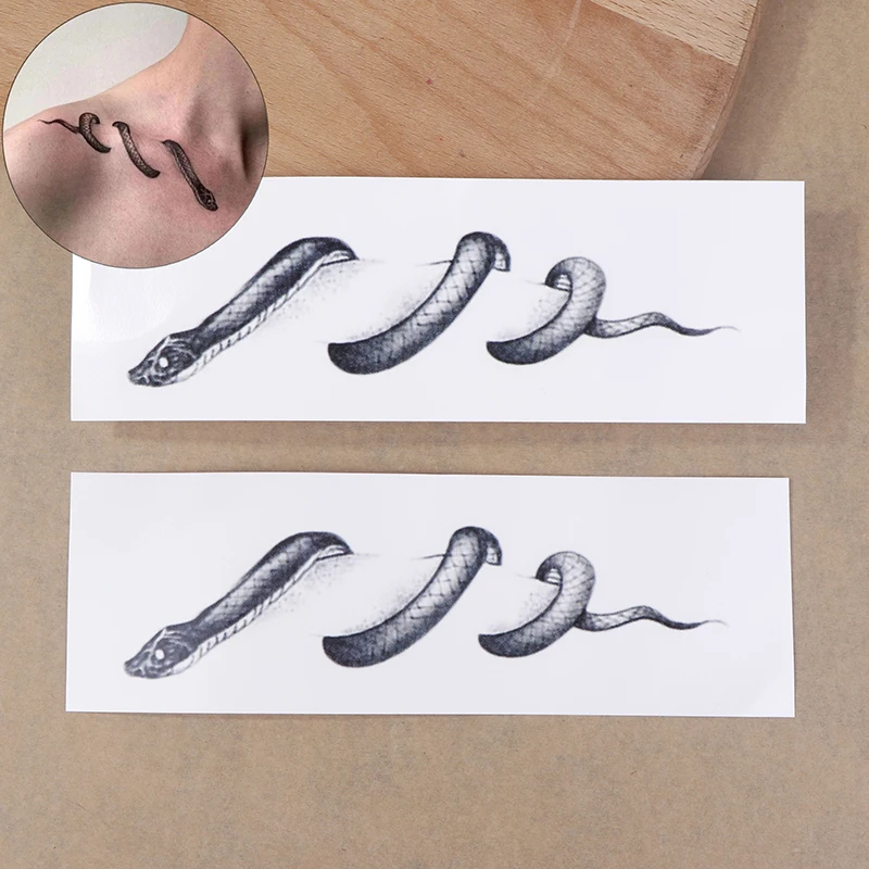 2Sheets/Set Collarbone Dark Sexy Snake Pattern Personalized Snake Clavicle Tattoo Sticker Waterproof Lasting Temporary Tattoo