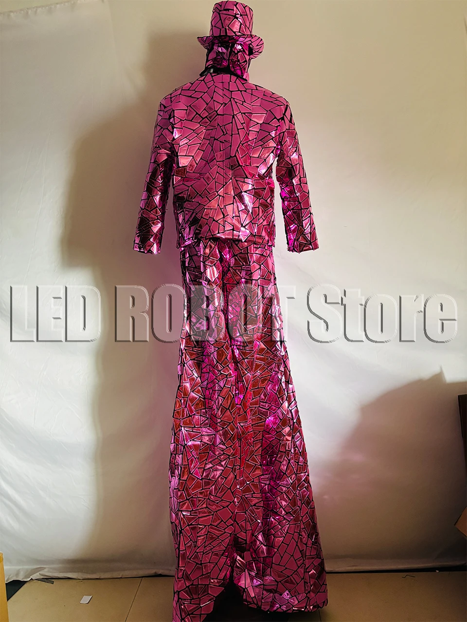 Pink Purple Mirror Fabric Material Robot Suit Stilts Walker Costume for Stage Show DJ Dancing Kryoman Giant Clothing
