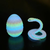 45/80cm 3D Printed Luminous Snake Movable Joint Simulation Snake Action Figures Home Office Desktop Ornament Birthday Gifts