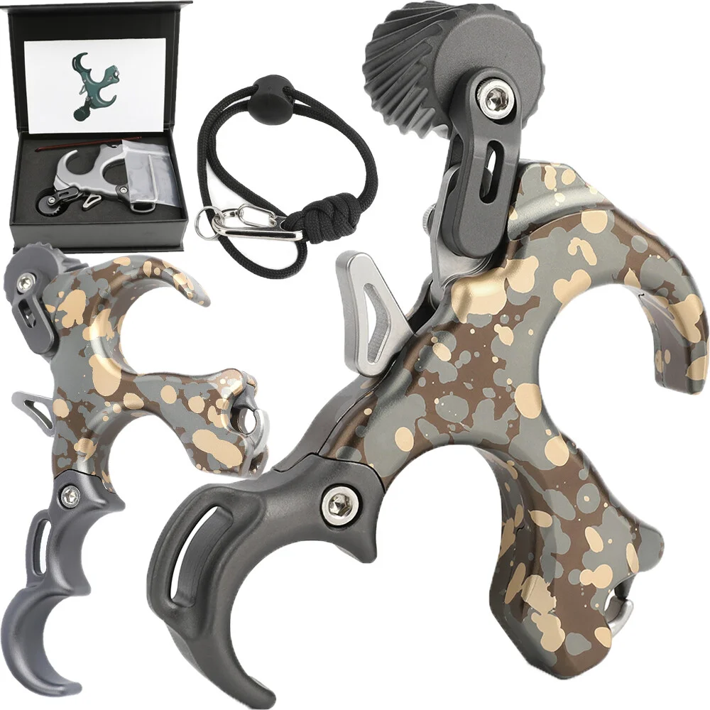 Archery Compound Bow 3 Finger Release Aid Adjustable Trigger Sensitivity Thumb Grip Caliper Release Device For Hunting And Target Practice