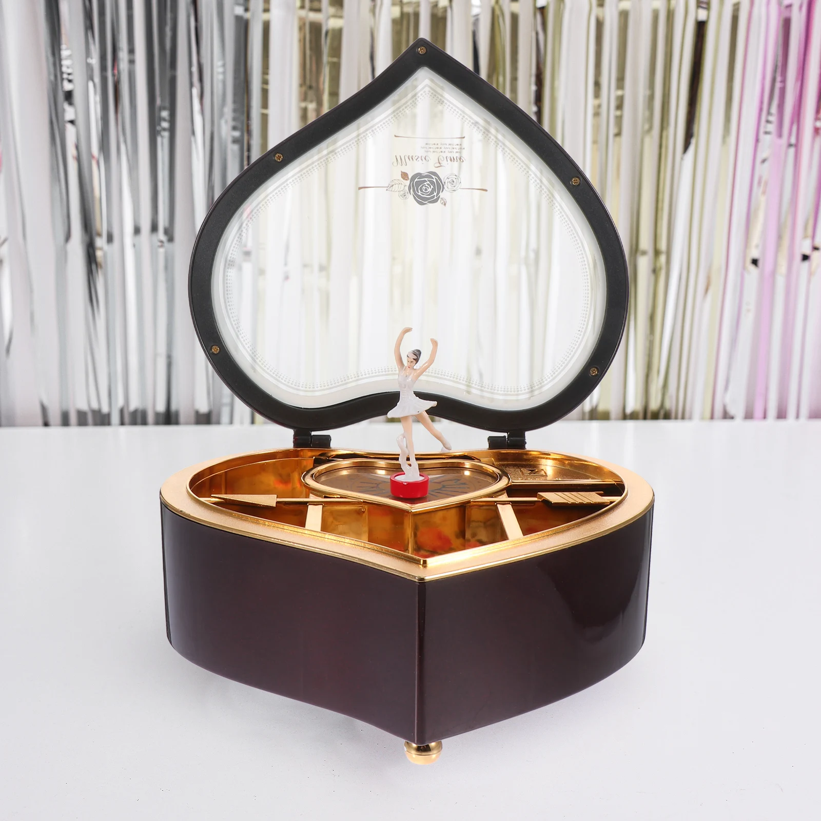 

Heart Shaped Music Jewelry Box Dancing Ballerina Melodic Desktop Gift For Women Storage Organiser Rings Earrings Pendants