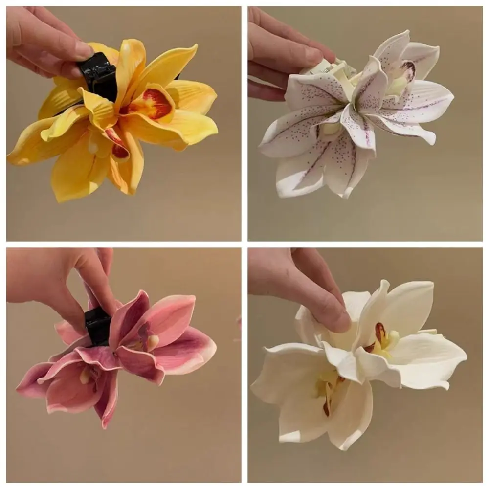 

Spring Summer New Magnolia Shark Clip Women Yulan Flower Hair Claw Daily Vacation Travel Beach Acrylic Hair Accessories