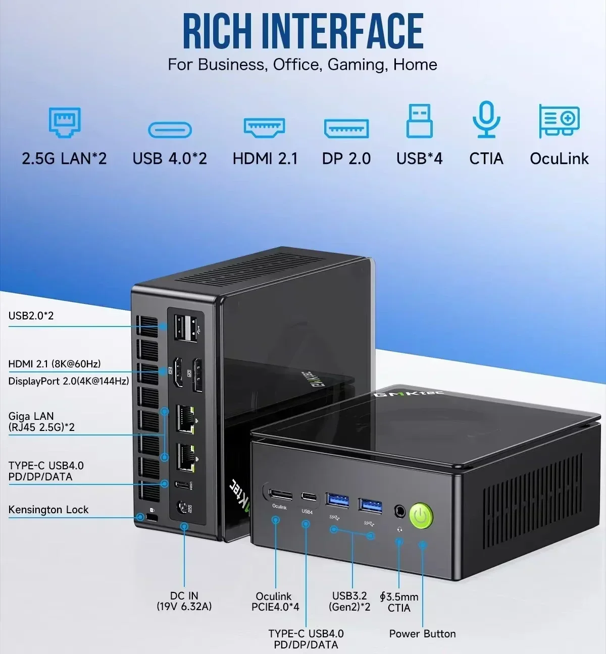 GMKtec K8 Plus Oculink MINI PC AMD Ryzen 7 8845HS WIFI6 BT5.2 Windows 11 Pro DDR5 5600Mhz PCIe4.0 Nvme SSD Gaming Computer