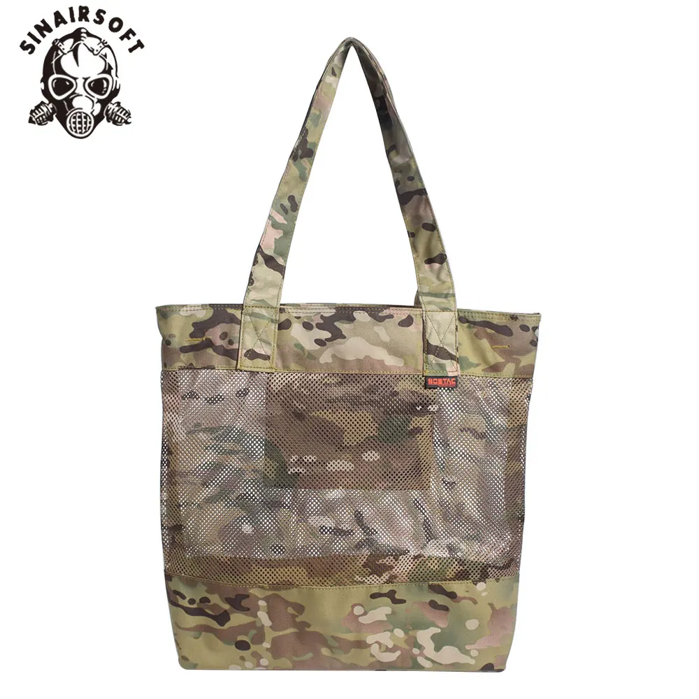 Zipper Camouflage Large Capacity Handbags Reusable Grocery Bag Nylon Tote Bag Shoulder Shopping Bag Camping Hiking Handbags