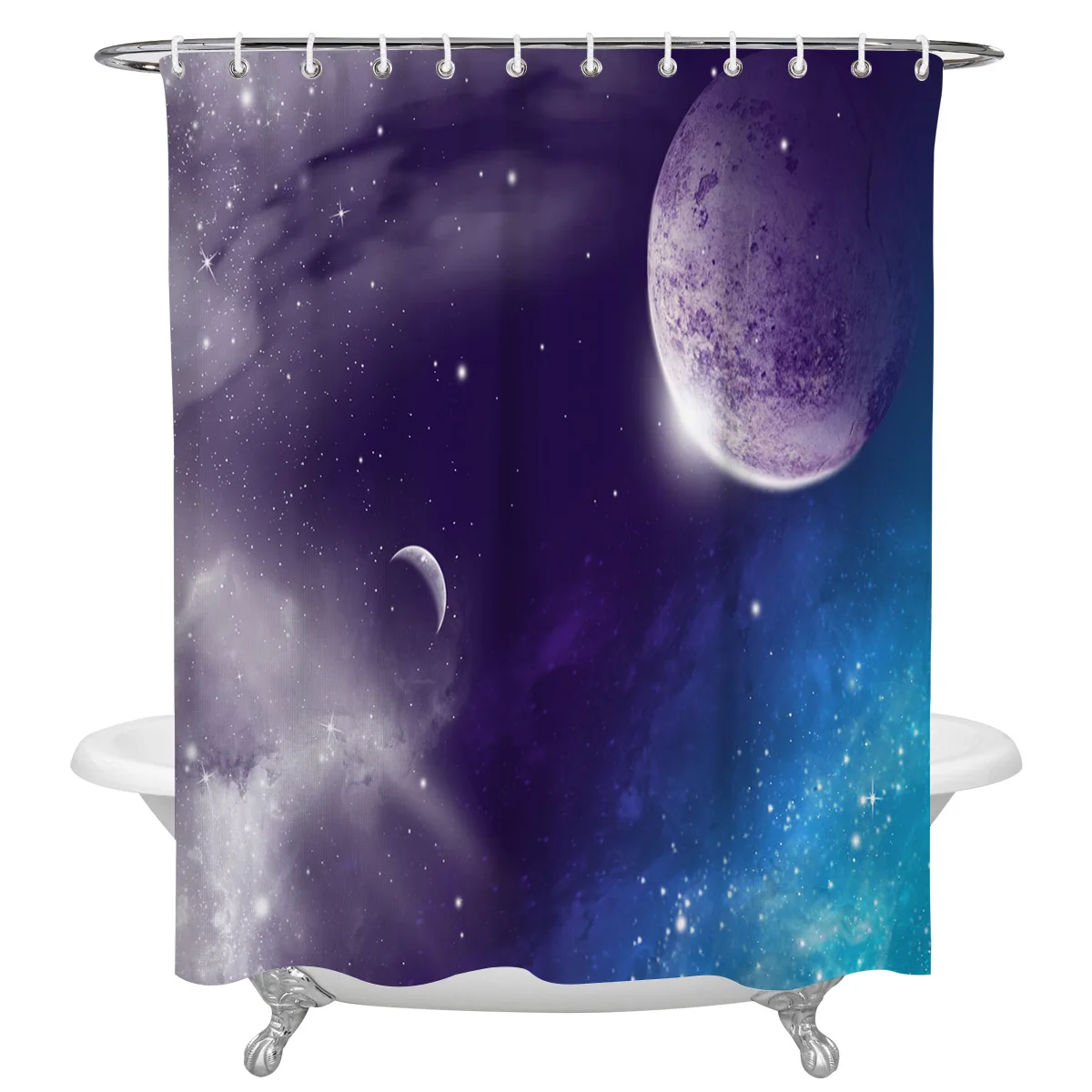 Cloud Universe Moon Space Waterproof Bathroom Decoration Shower Curtain With Hook Printed Bathtub Curtains Bathroom Accessories