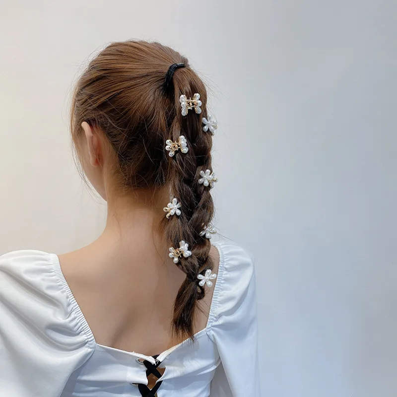 

Pearl Flower Small Hairpin Grasp Clip Five Petal Flower Hair Clip Headdress Women Korea Bang Top Clip Tide Edge Clip for Women