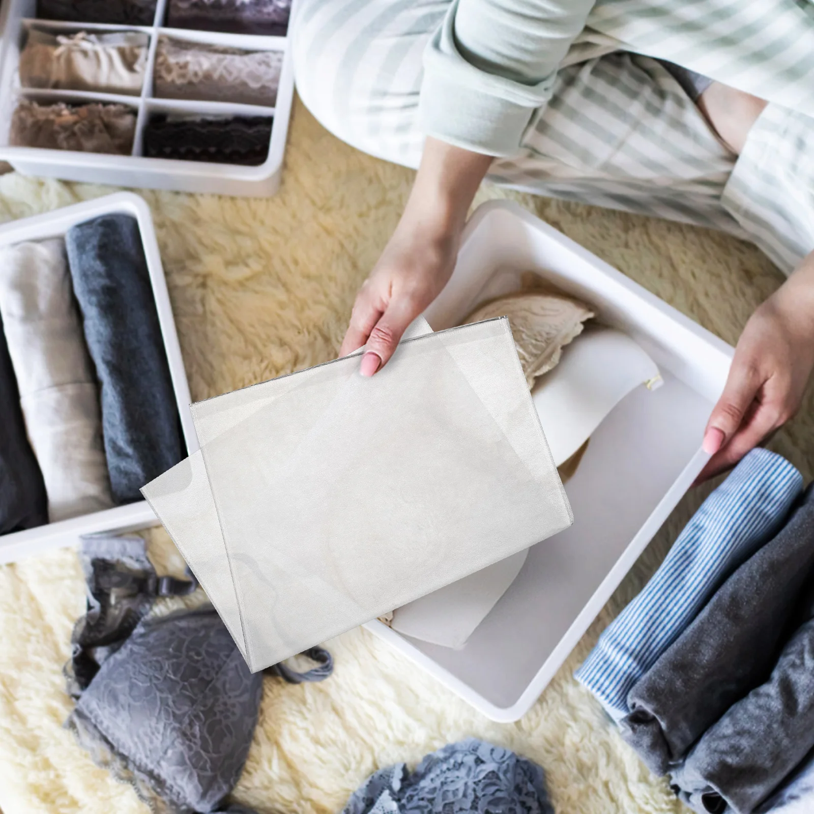 

100pcs Non-Woven Fabric Storage Bags Lightweight Drawstring Organizers For Clothes Shoes Reusable Dustproof Pouches For Travel