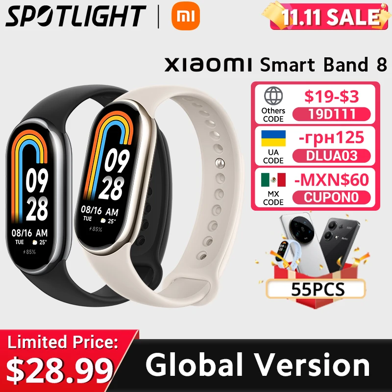 [World Premiere] Global Version Xiaomi Band 8 1.62'' AMOLED Ultra Long Battery Life 16 Days Smart Bracelet 150+ Sport Modes