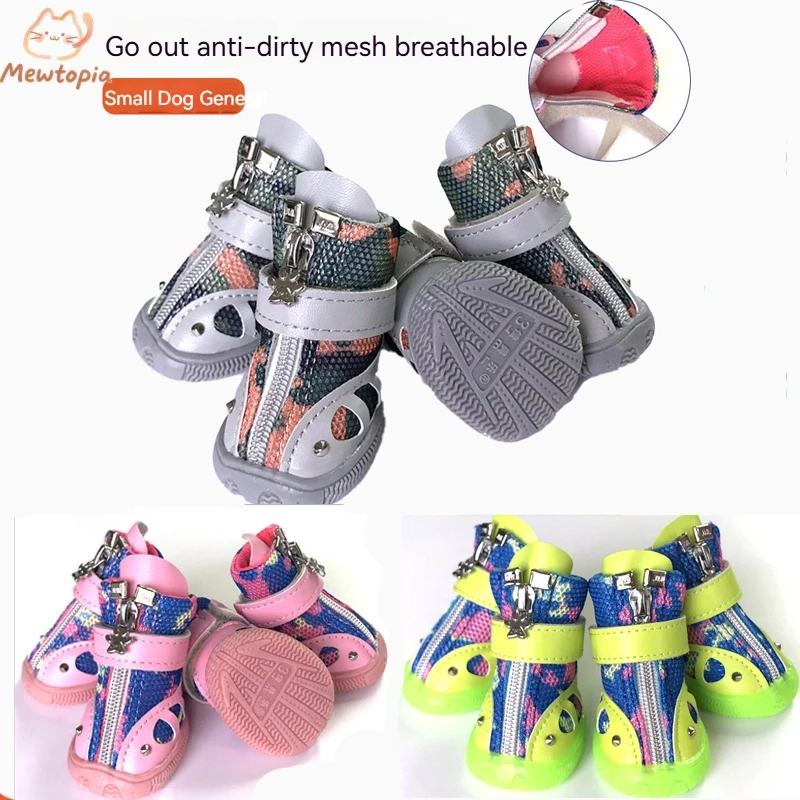 

Camouflage Breathable Mesh Dog Shoes Anti-Slip Wear-Resistant Soft-Soled Pet Shoes Outdoor Non Drop Shoes Velcro Trendy Shoes