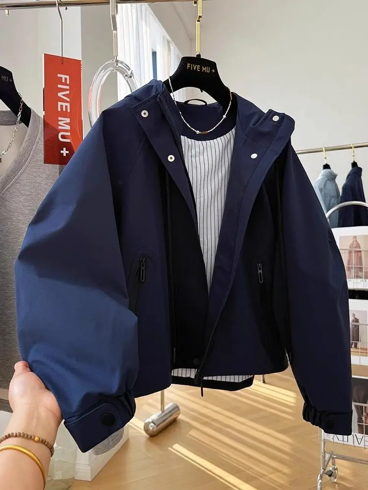 

2025 Spring And Autumn New Casual Hooded Short Jacket For Women Thin And Loose Jacket Top