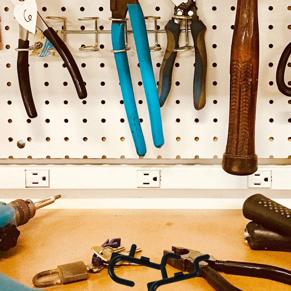 

60pcs J Shaped Black Plastic Pegboard Hooks Peg Board Accessories For Garage Warehouse Tool Storage Locking Peg Hooks