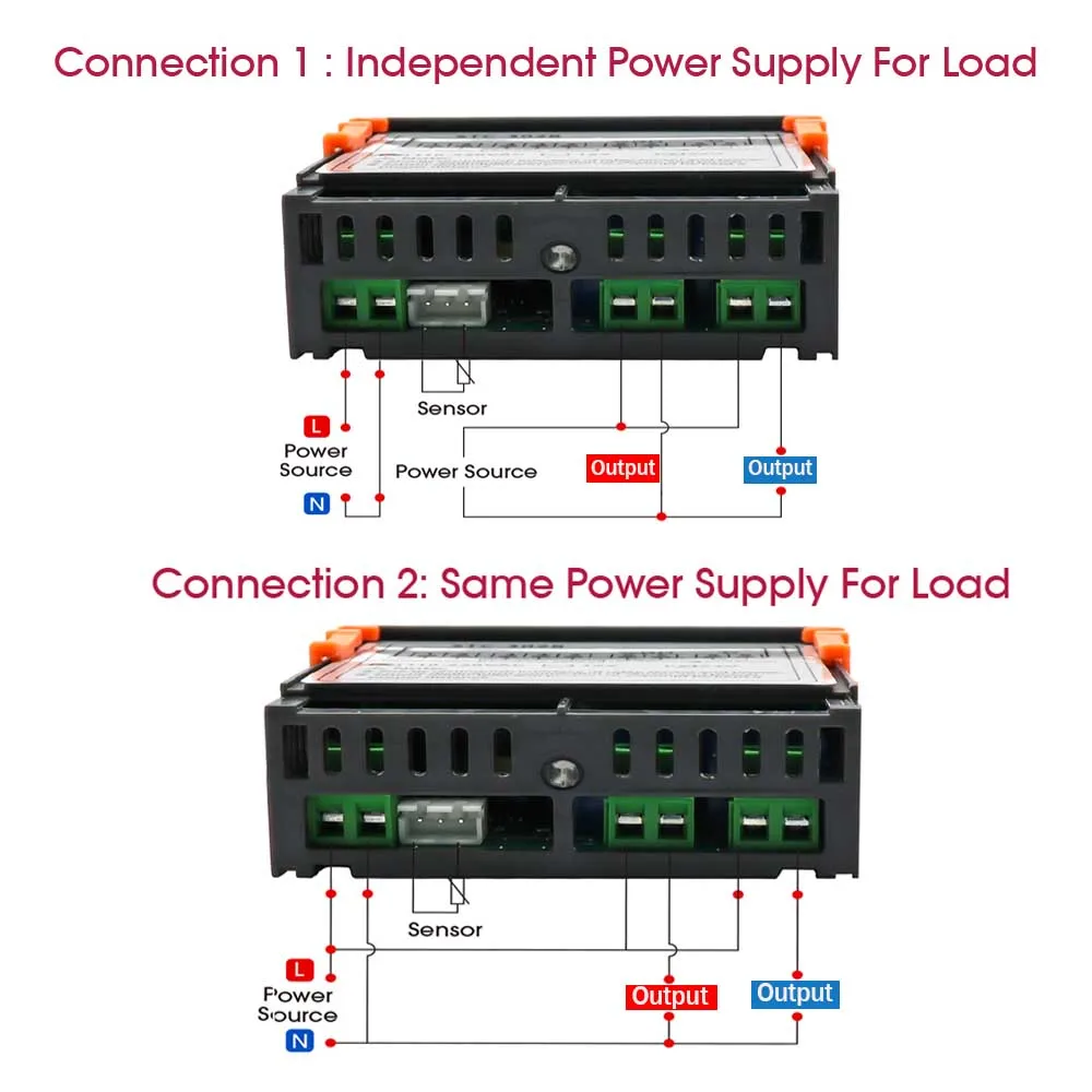 Imagem -04 - Duplo Controlador de Temperatura Digital Dois Saída Relé Dc12v dc 24v Ac220v Termorregulador Termostato com Aquecedor Térmico Stc3008