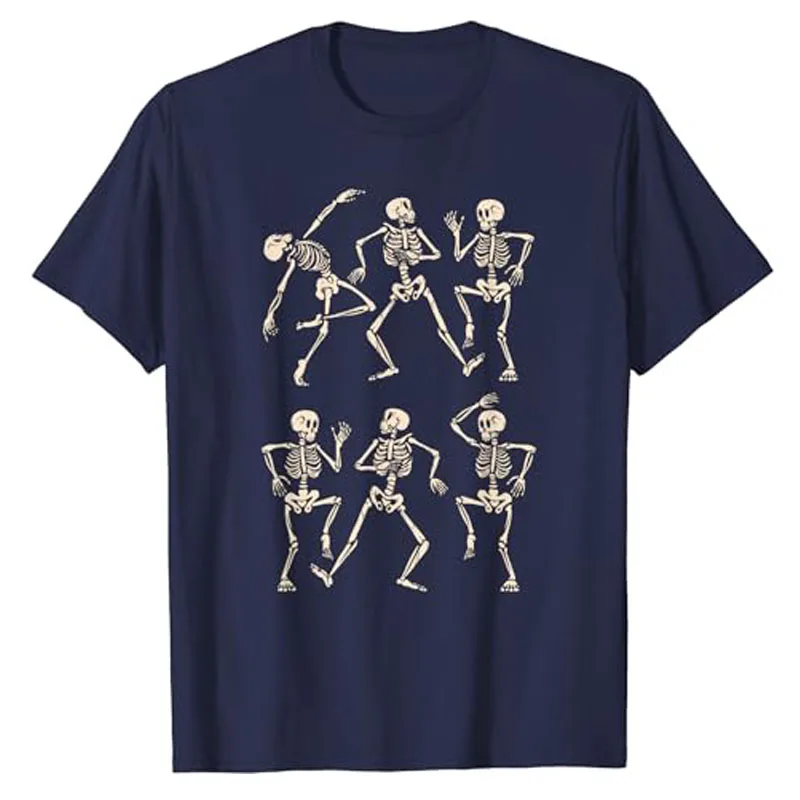 Funny Skeletons Dance Shirt Halloween Costume for Mens Womens T-Shirt Gifts Skull Print Graphic Tee Tops Short Sleeve Blouses