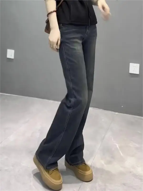 

plus Size Straight Leg Wide Leg Jeans Slimming Hidden Meat Long Pants Women's Fashion Summer New Micro Plumpness Washed Denim