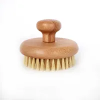 Sisal Bristles Round Bath Shower Body Exfoliating Brush Natural Beech Wood Handle Dead Skin Remover Back Scrubber Massage Tool