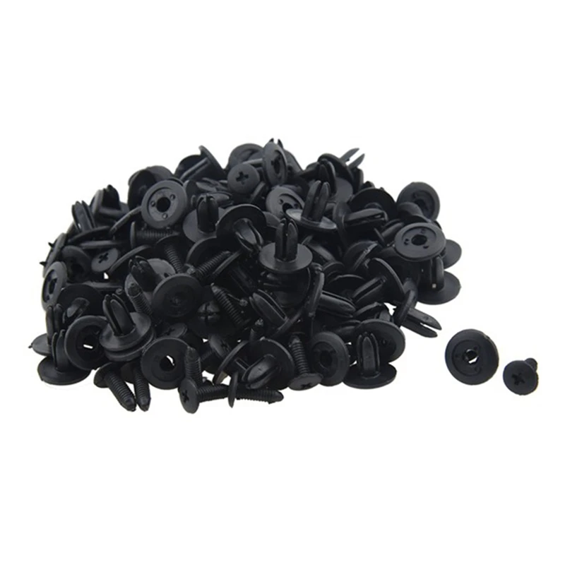 500 Pcs Car Fender Push Type Black Plastic Rivets Fastener 7Mm Hole