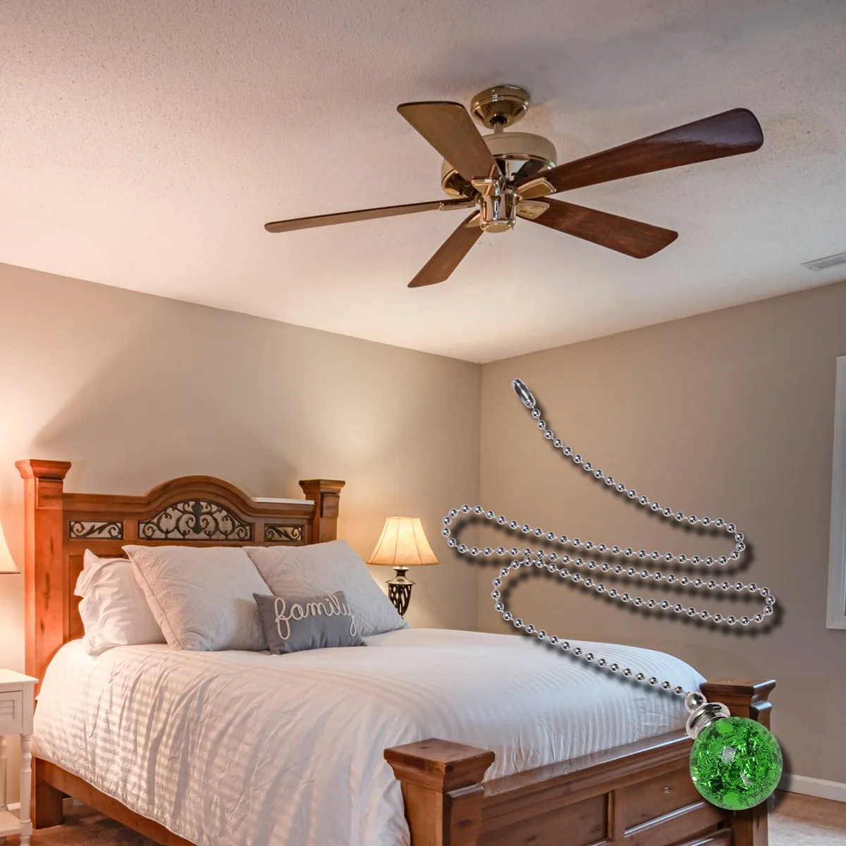 

Sparkling Cracked Grain Crystal Ball Pendant for Ceiling Fan Light Fixtures Home Car Room Decor Replacement Green