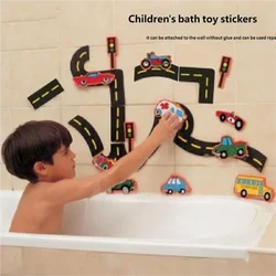 Gowinbaby 23 Pieces Sticky Wall Bath Puzzle, City Traffic Car Track Soft Vinyl Toy, Baby Bathtub Water Play Educational Gifts