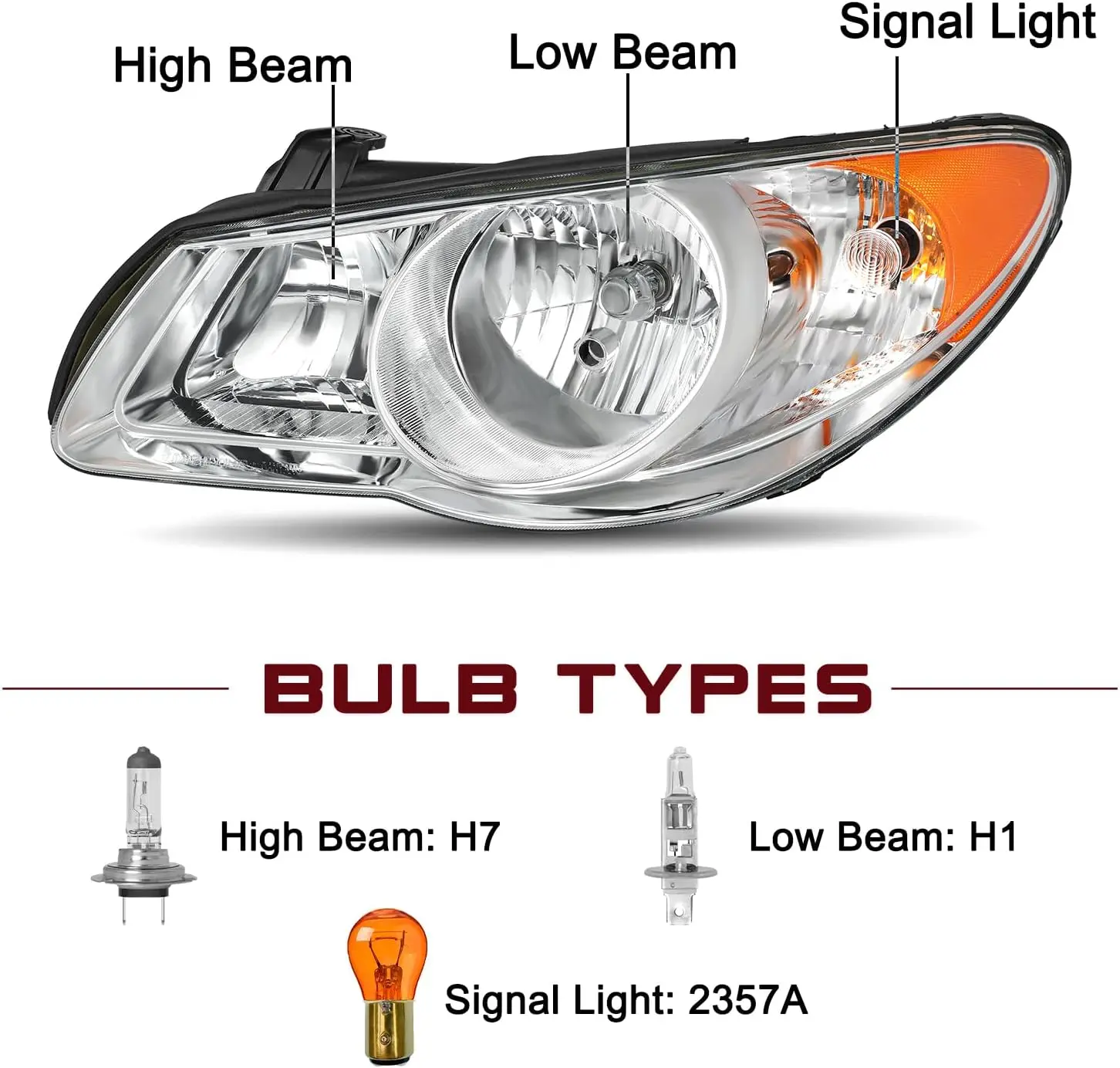 Replace Headlight Assembly for 2007 2008 2009 Elantra, Driver and Passenger Side, Not Compatible with Touring Hatchback