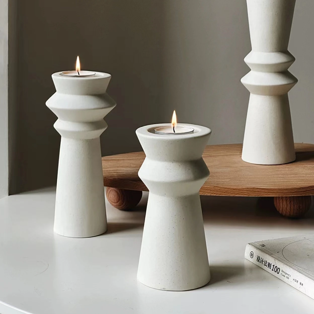 

Concrete Silicone Molds for Candle Holder - DIY Cement Tealight Holder,Column Pillar Candlestick Holder Molds Gypsum Home Crafts