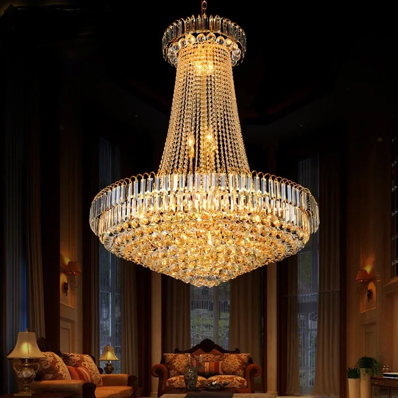 Modern Luxury Crystal Led E14 Pendant Lights Plated Shiny Gold Metal Pendant Lamp Chain Hanging Lamp Deco Indoor Lighting Lamp