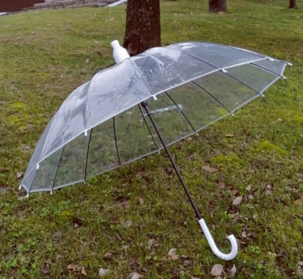 With waterproof cover 16 bone automatic curved hook transparent umbrella