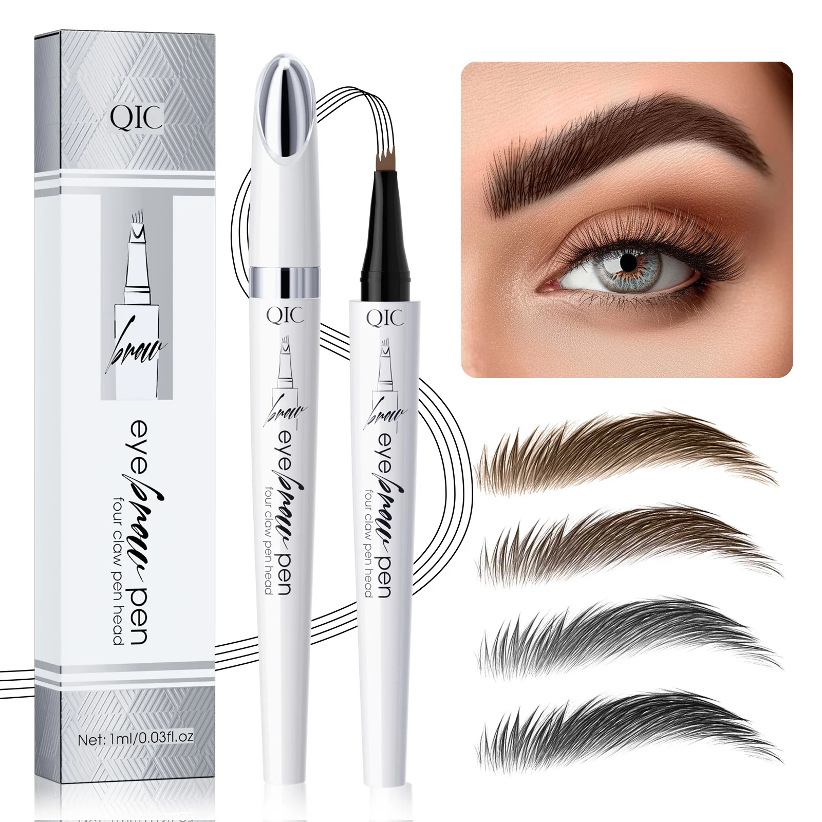 

Waterproof Liquid Eyebrow Pencil - 4 Split Head, Fast-Drying & Long-Lasting, High Color Rendering For All Skin Types