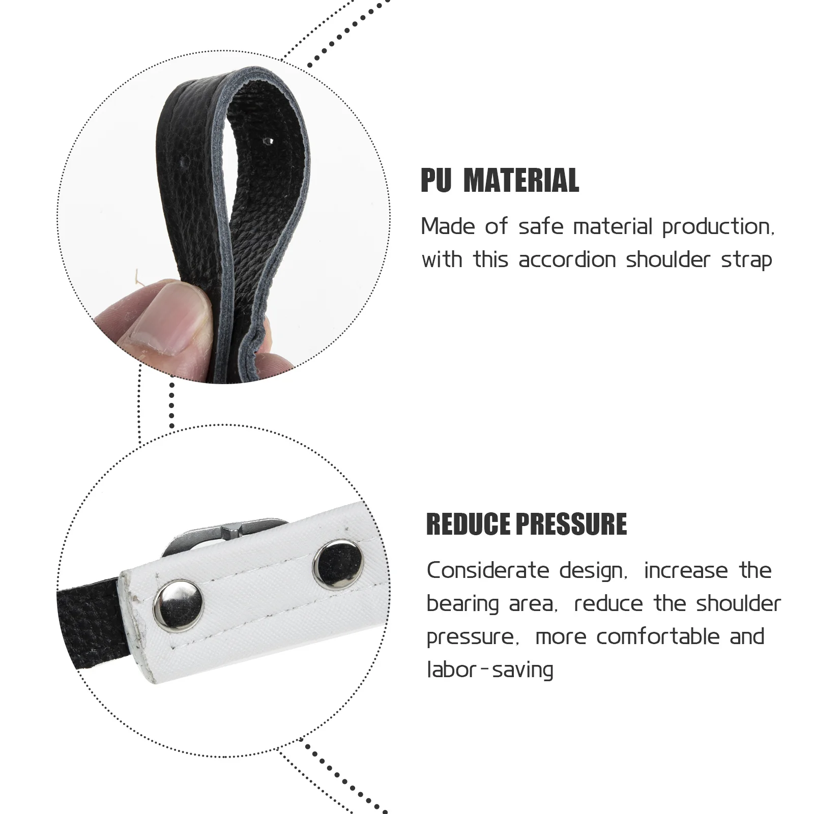 

1 set 1 Set Premium Accordion Strap Durable Pu Adjustable Belt Comfortable Shoulder Support For Adults Handheld Use