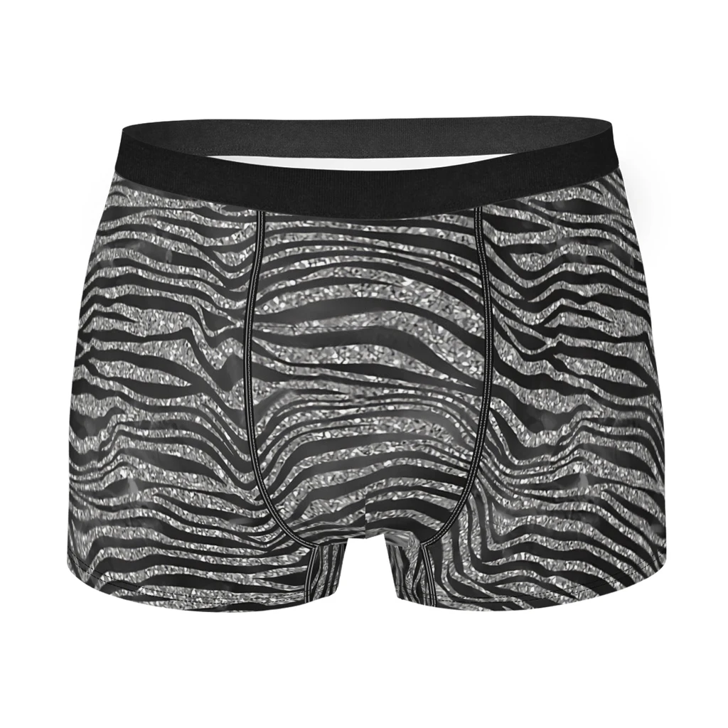 

Black Silver Textures Patterns Geometric Underpants Cotton Panties Man Underwear Ventilate Shorts Boxer Briefs