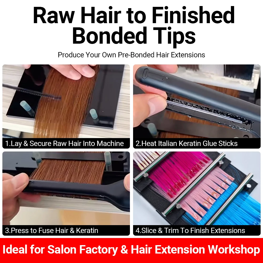 Wikytina Professional Hair Extension Machine Keratin Flat Plate K-Tip Bonding Tools for Salon Use Complete Full Set Business Kit