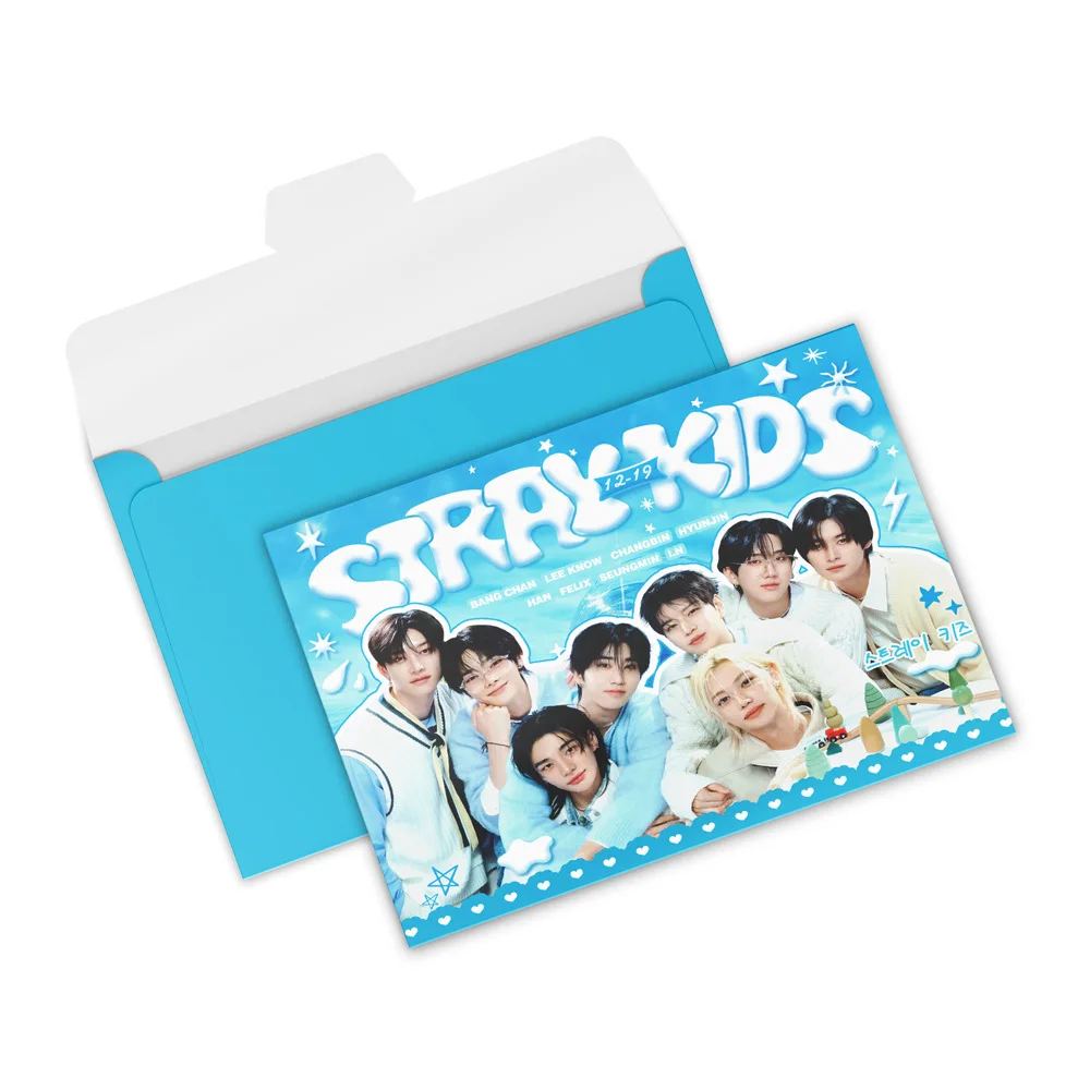 24팩/박스 스트레이 키즈 앨범 컬렉션 카드 랜덤 카드 블라인드 박스 SKZOO 봉투 패키지 팬 서포트 기념 카드 선물