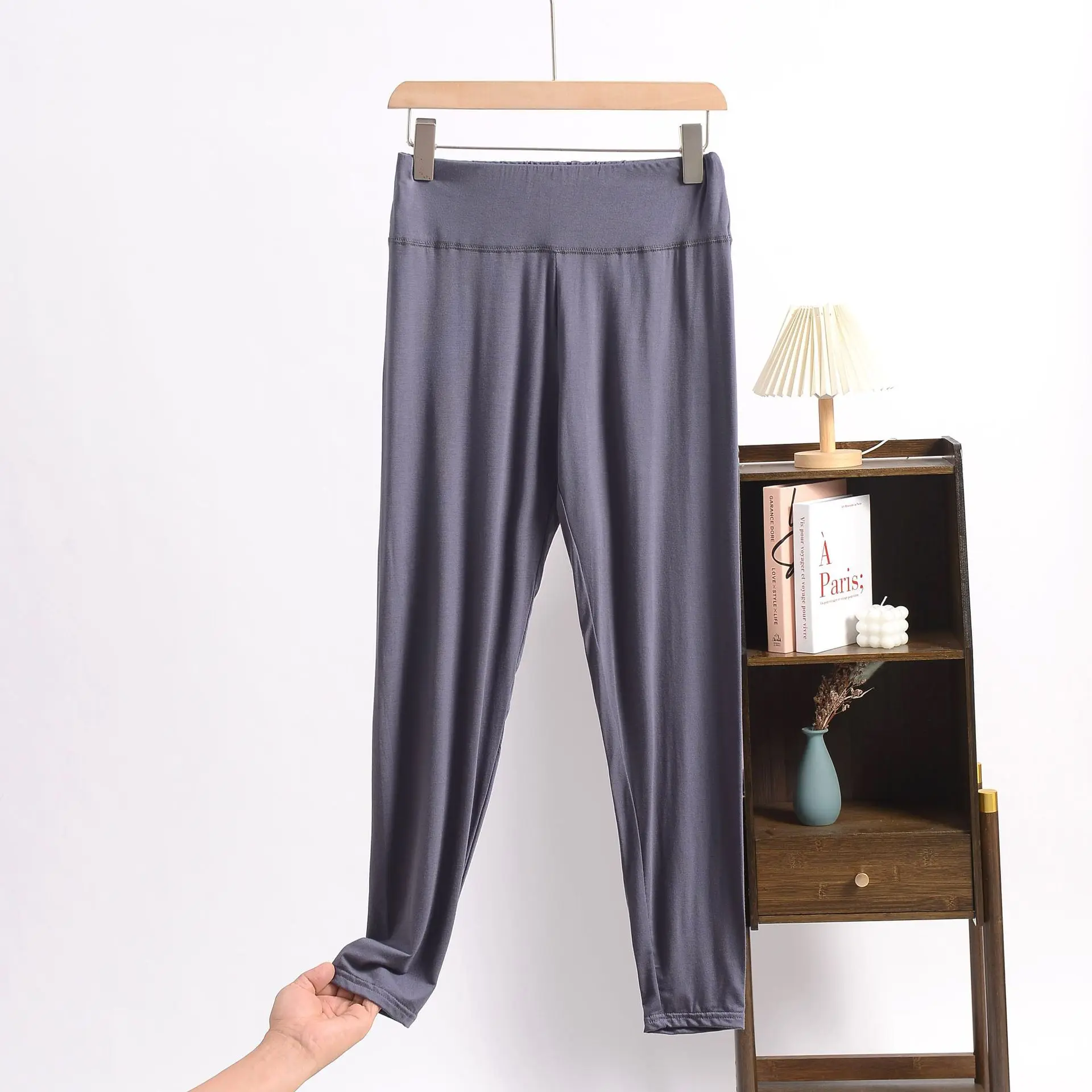 PLUS ขนาดฤดูร้อน Modal กางเกงขายาวเอวสูง Tummy Control Shaping Capris ยืดกว้างข้อเท้า-ความยาวกางเกงกีฬาโยคะ