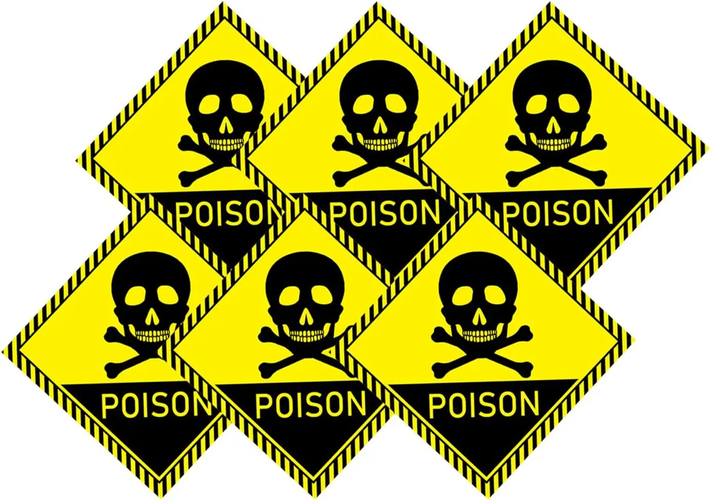 4inch Poison Skull and Crossbones Yellow Danger Poison Sign Stickers  Caution Danger Safety Warning Sign 12pcs