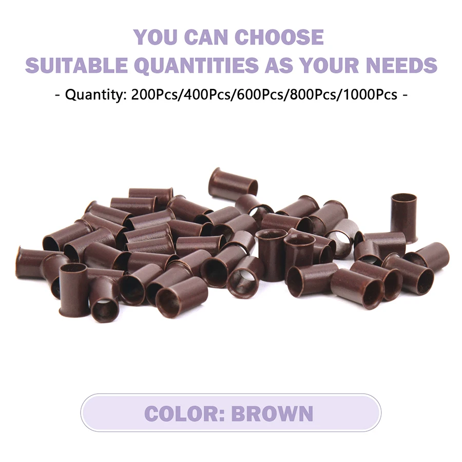 حلقة ربط صغيرة لشعر الإنسان ، أنابيب نحاسية غير سيليكون ، قفل الخرز لشعر I-Tip ، Feather ،