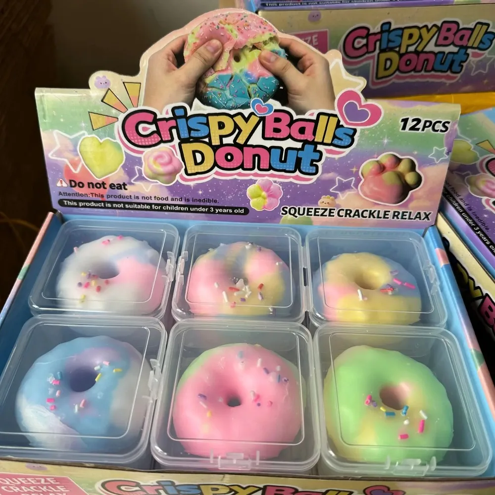 @Juguete Antiestrés de Peluche Crujiente con Forma de Donut, Macaron y Pata de Gato, Edición 2026, Súper Ventas
