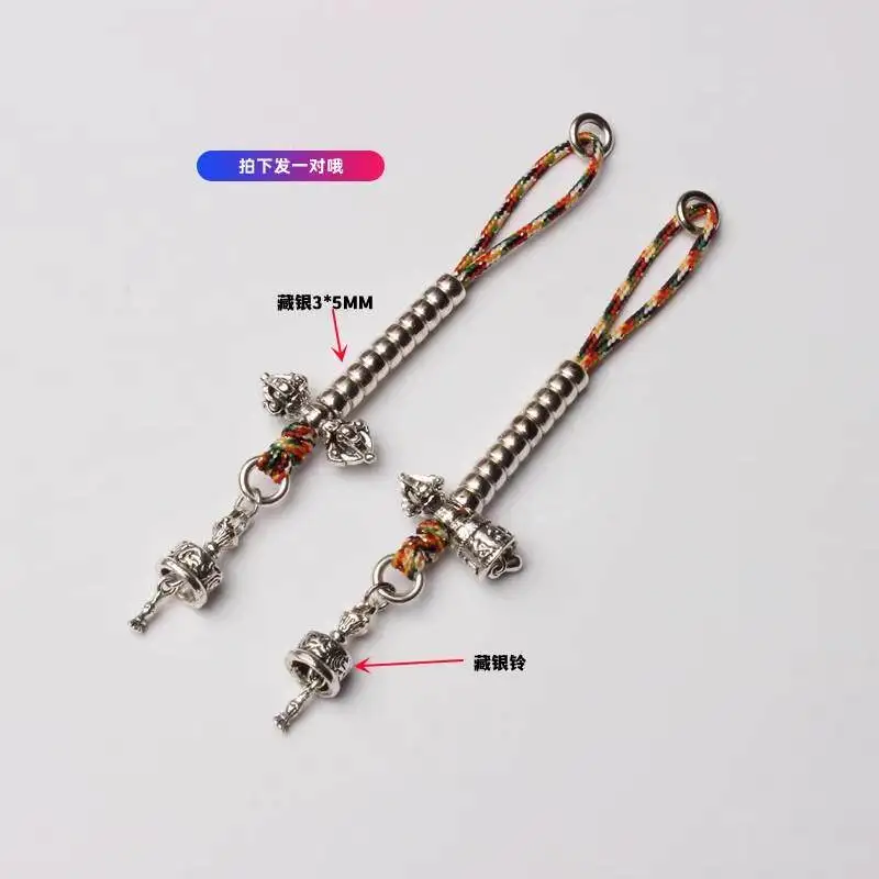 Tibetan Silver Alloy Bell Vajra Counter 108 Star Moon Bodhi Bead Side Hanging Pendant Decoration Handmade Unisex Top Great Gift view 3