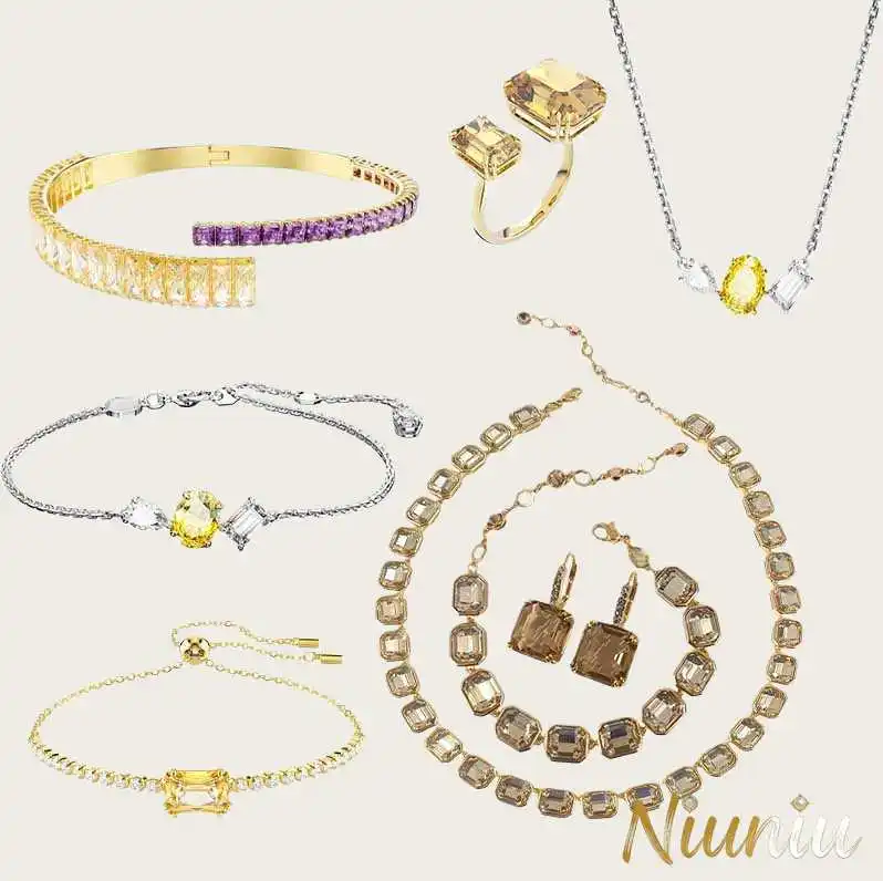 

Luxury High-quality Jewelry Set, Fashionable Gold Amethyst Water Drop Crystal, Women's Necklace, Earrings, Bracelet Wedding Gift