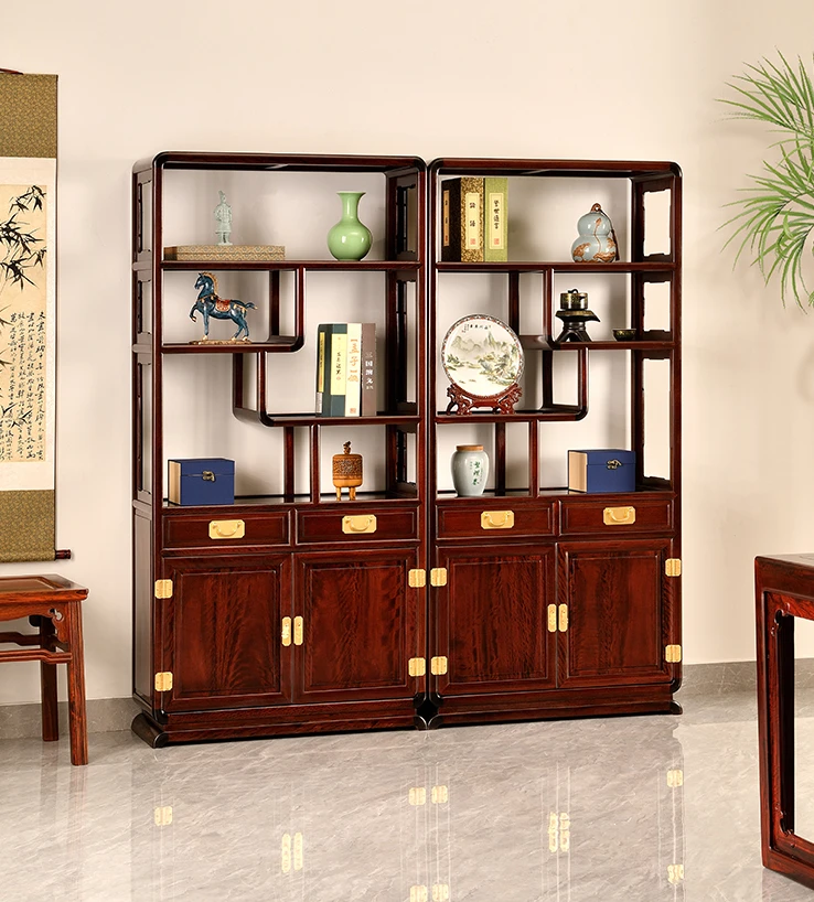 Modern High-End Living Room Entrance Cabinet Hallway Sandal Wood Solid Wood Display Cabinet