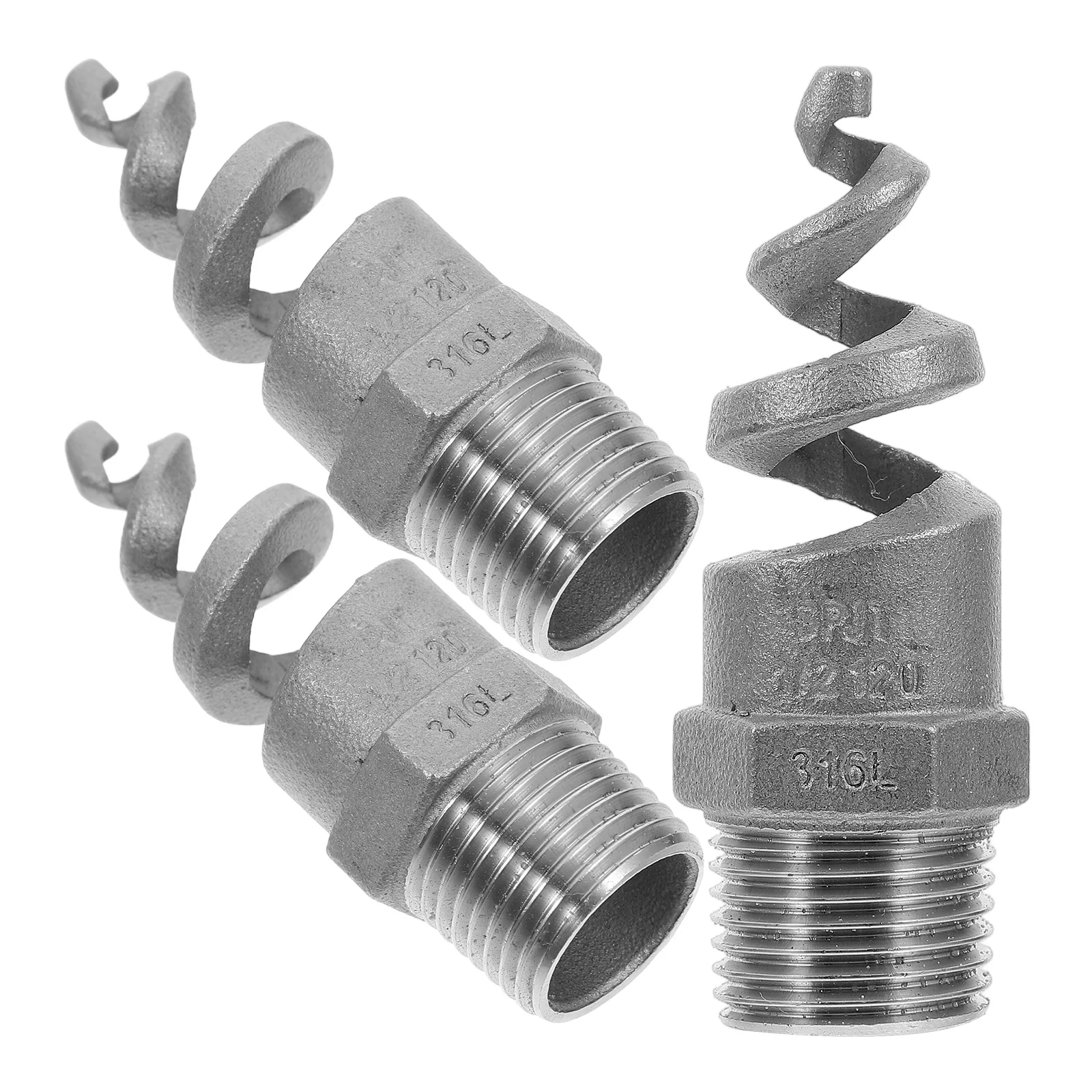 

3pcs Stainless Fireproof Atomization Nozzle Nozzle Threaded Fireproof Spiral Cone Lawn Cooling Sprayer Washing Male Polished