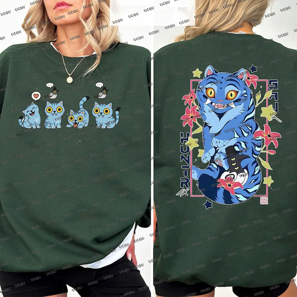 Damskie bluzy z kapturem KPop Demon Hunters Tiger Graphics, damski pulower z kapturem, jesienno-zimowa bluza z okrągłym dekoltem, bluzy dla par