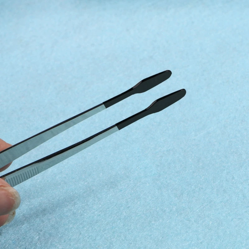 Stainless Steel Tweezers with Rubber Tipped Set of 2 Straight Flat Bent Tip Twee Dropship