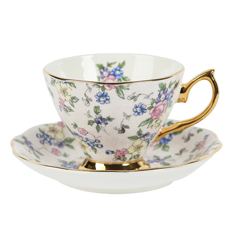 

Turkish Coffee Cups Porcelain Luxury Flower Royal Tea Cups and Saucer Bone China Gold Handle Tazzine Caffe Home Drinkware