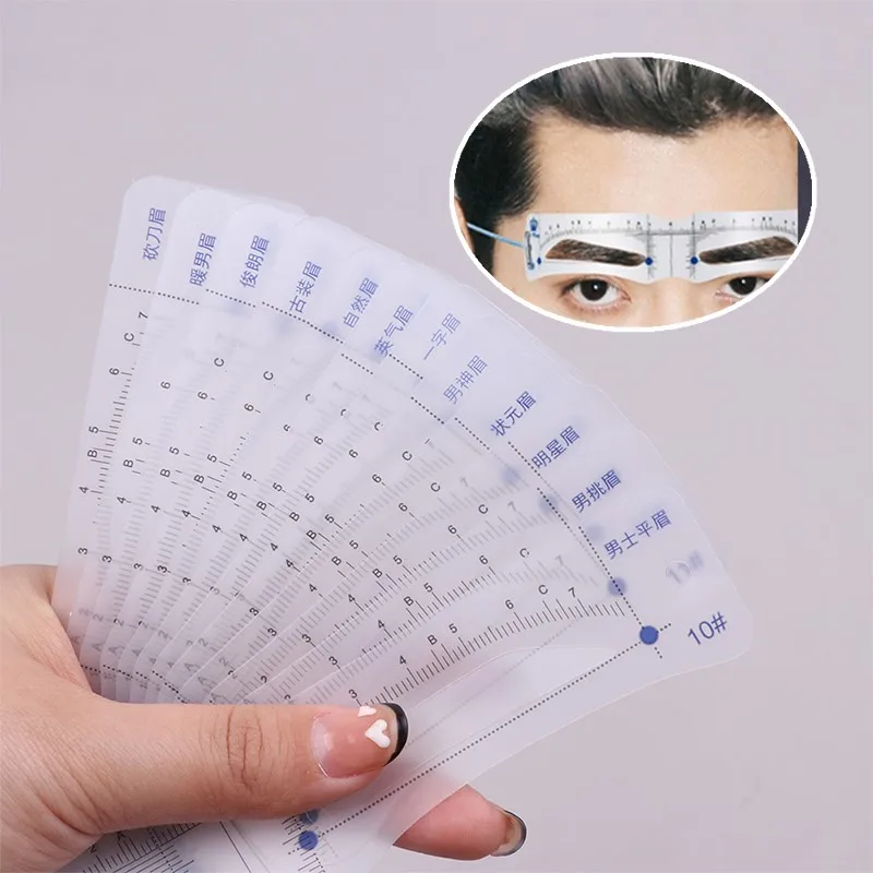 12 Uds. Moldeador de cejas reutilizable DIY regla suave plantilla para cejas definidor de cejas tarjeta de sello herramienta de maquillaje para hombre