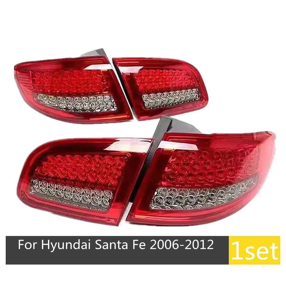 LED Rear Light For Hyundai Santa Fe 2006-2012Taillight Custom Red Clear LED Lens Car Modified LED Lamps Turning Brake Fog Lights