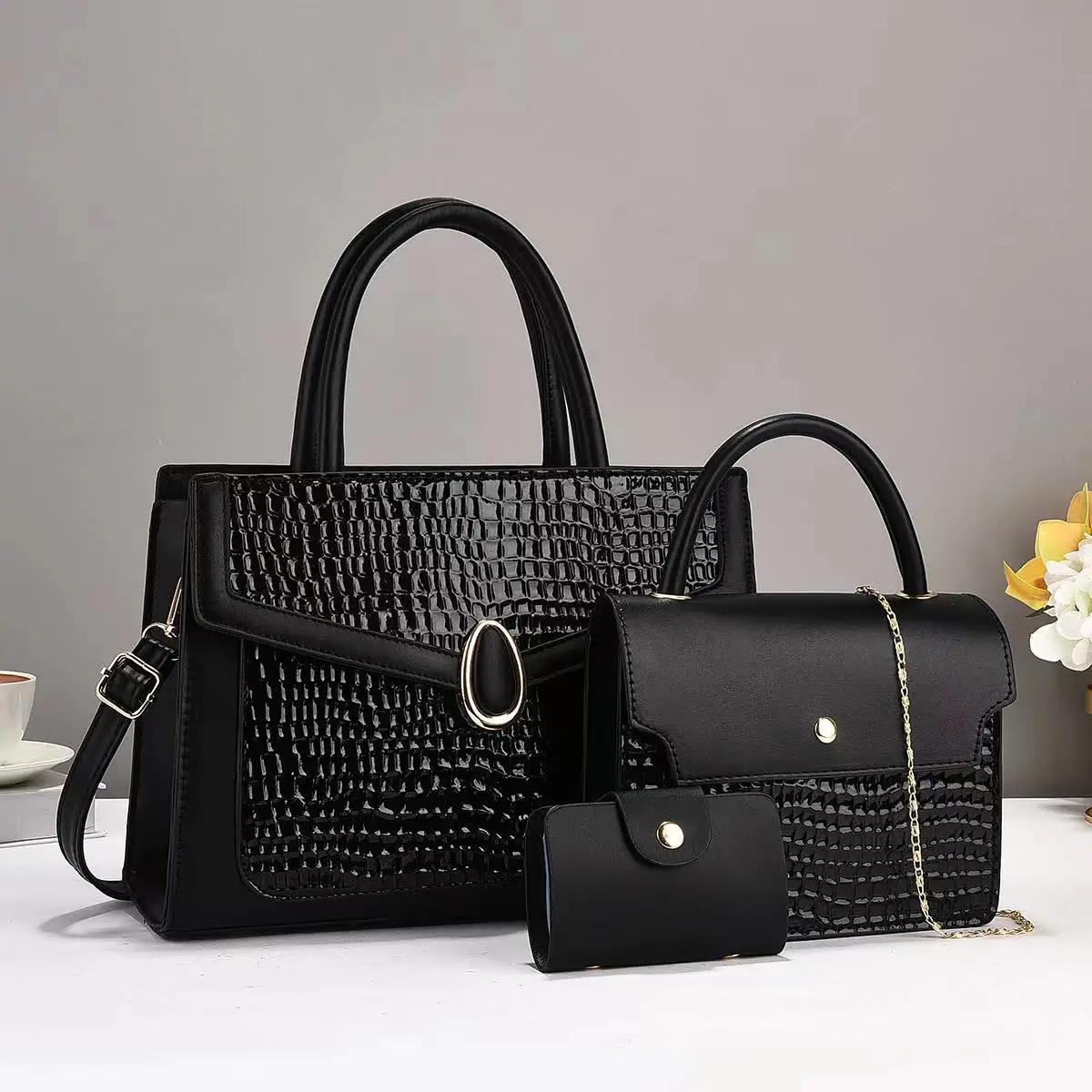 

3pces/set Versatile composite bags Fashionable and trendy women's bag Chain shoulder bag luxury crossbody bag + handbags + purse