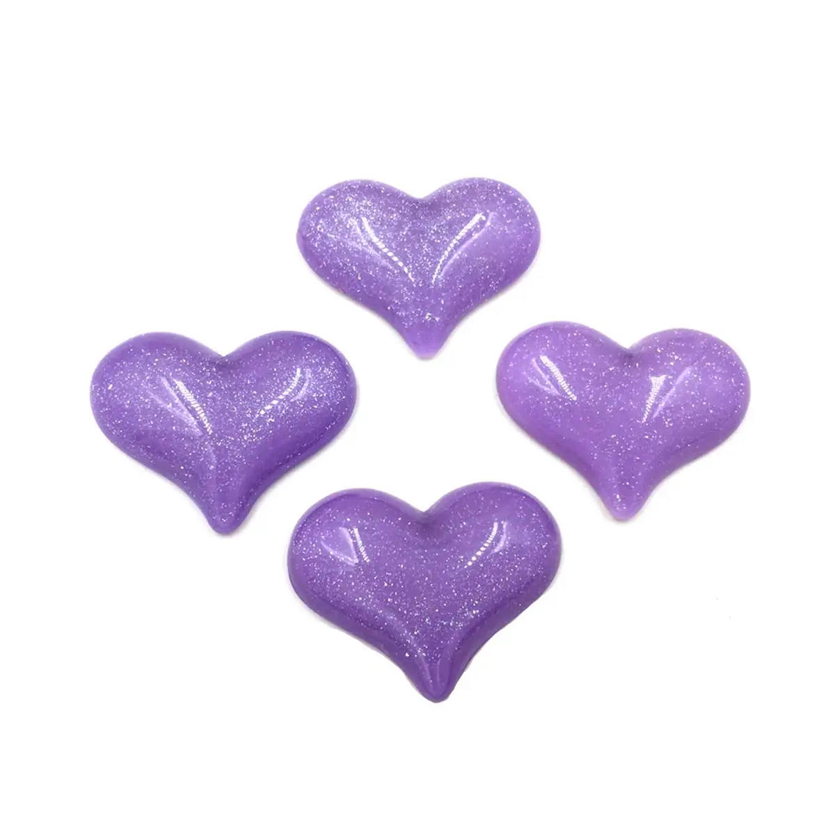 30PCS Purple Resin LOVE Heart Charm Cameos Flatback 31x24mm DIY Handicrafts Decorative Accessories Handmade Materials