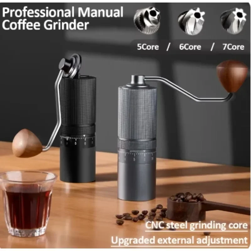 

Kitchen Manual Coffee Grinder External Adjustable Grinder Stainless Steel Cone Burr Hand Coffee Mill Travel Camping Office Use
